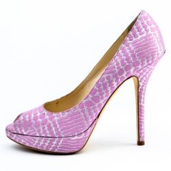 Pre Owned Christian Dior Pink Brocade Miss Dior Peep Toe Platform Pumps Size 36