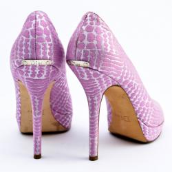 Pre Owned Christian Dior Pink Brocade Miss Dior Peep Toe Platform Pumps Size 36