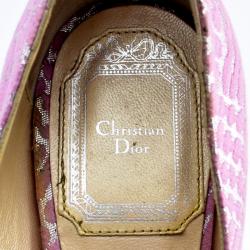 Pre Owned Christian Dior Pink Brocade Miss Dior Peep Toe Platform Pumps Size 36