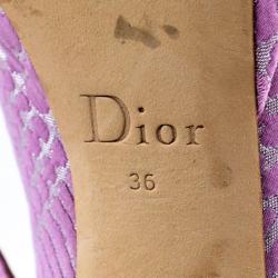 Pre Owned Christian Dior Pink Brocade Miss Dior Peep Toe Platform Pumps Size 36