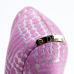 Pre Owned Christian Dior Pink Brocade Miss Dior Peep Toe Platform Pumps Size 36