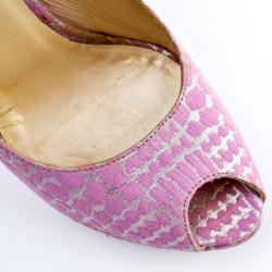 Pre Owned Christian Dior Pink Brocade Miss Dior Peep Toe Platform Pumps Size 36