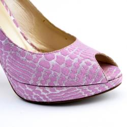 Pre Owned Christian Dior Pink Brocade Miss Dior Peep Toe Platform Pumps Size 36
