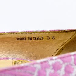 Pre Owned Christian Dior Pink Brocade Miss Dior Peep Toe Platform Pumps Size 36