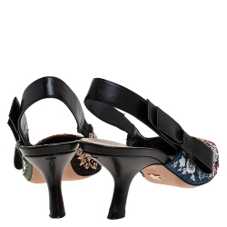 مملوكة مسبقًا Dior Multicolor Embroidered Pointed Toe Slingback Pumps Size 37