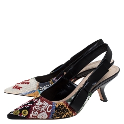 مملوكة مسبقًا Dior Multicolor Embroidered Pointed Toe Slingback Pumps Size 37