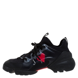 Pre Owned Dior Black Neoprene, Rubber and Leather D-Connect Low Top Sneakers Size 41