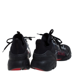 Pre Owned Dior Black Neoprene, Rubber and Leather D-Connect Low Top Sneakers Size 41