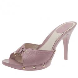 Pre Owned صندل ديور جلد وردي كاناج بفيونكة مقاس 39.5