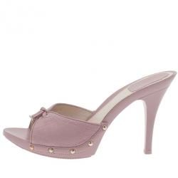 Pre Owned صندل ديور جلد وردي كاناج بفيونكة مقاس 39.5