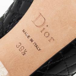 مملوكة مسبقًا Christian Dior Black Patent Cannage Bow Peep Toe Pumps Size 39.5