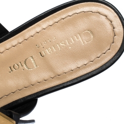 مملوكة مسبقًا Dior Black Fabric and Leather D Dior Flat Mules Size 39