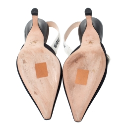 Dior Black Technical Canvas And Ribbon J'adior Slingback Pointed Toe Sandals Size 38.5