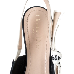 Dior Black Technical Canvas And Ribbon J'adior Slingback Pointed Toe Sandals Size 38.5