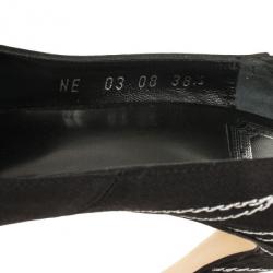 Pre Owned Dior Black Satin  Embroidered Open Toe Folies Pumps Size 38.5