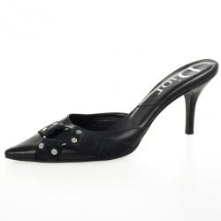 Pre Owned Christian Dior Black Pointed Toe Mules Size 37