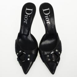 Pre Owned Christian Dior Black Pointed Toe Mules Size 37