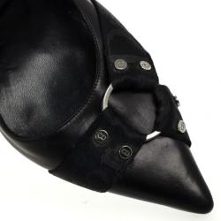 Pre Owned Christian Dior Black Pointed Toe Mules Size 37