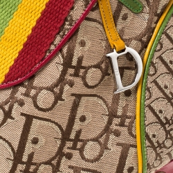 Pre Owned Dior Multicolor Monogram Canvas And Leather Piping Ankle Boots Size 40.5