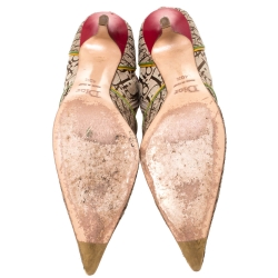 Pre Owned Dior Multicolor Monogram Canvas And Leather Piping Ankle Boots Size 40.5
