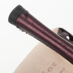 Pre Owned Christian Dior Maroon Metallic Leather Cutout Peep Toe Pumps Size 40