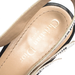 مملوكة مسبقًا Dior Black Technical Canvas And Ribbon J'adior Slingback Pointed Toe Sandals Size 41