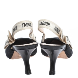 مملوكة مسبقًا Dior Black Technical Canvas And Ribbon J'adior Slingback Pointed Toe Sandals Size 41