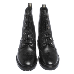 مملوكة مسبقًا حذاء بوت كاحل ديور ديوريونيت كومبات جلد بروغ أسود مقاس 37