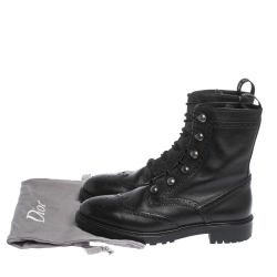 مملوكة مسبقًا حذاء بوت كاحل ديور ديوريونيت كومبات جلد بروغ أسود مقاس 37