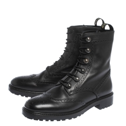 مملوكة مسبقًا حذاء بوت كاحل ديور ديوريونيت كومبات جلد بروغ أسود مقاس 37