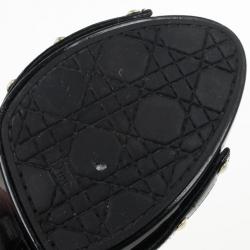 Pre Owned Christian Dior Black Patent Leather Idyll Slides Size 37.5