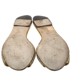 Pre Owned صندل سلايد فلات دولتشي أند غابانا "صوفيا" مزخرف كريستال حواف جلد و دانتيل ذهبي مقاس 37