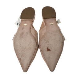 مملوكة مسبقًا صندل فلات ديور "جاديور" بفتحة كعب جلد لامع بيج مقاس 38.5