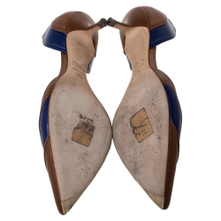 Pre Owned Dior Brown/Blue Leather Chromatic D'Orsay Pointed Toe Pumps Size 37.5