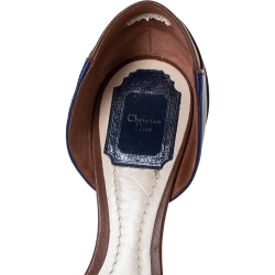 Pre Owned Dior Brown/Blue Leather Chromatic D'Orsay Pointed Toe Pumps Size 37.5
