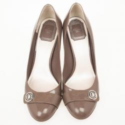 Pre Owned Christian Dior Grey Patent Pumps Size 38.5