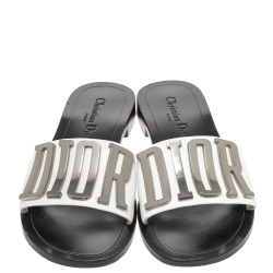 Pre Owned Dior White Leather Diorevolution Flat Slides Size 38