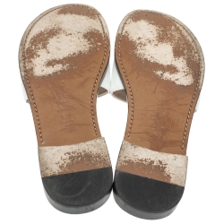 Pre Owned Dior White Leather Diorevolution Flat Slides Size 38