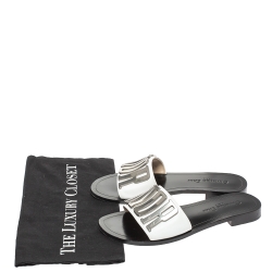 Pre Owned Dior White Leather Diorevolution Flat Slides Size 38