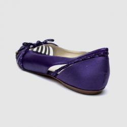 Pre Owned Christian Dior Purple Satin Leather Braided Detail Logo Flats Size 39