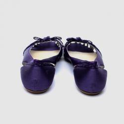 Pre Owned Christian Dior Purple Satin Leather Braided Detail Logo Flats Size 39