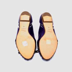 Pre Owned Christian Dior Purple Satin Leather Braided Detail Logo Flats Size 39