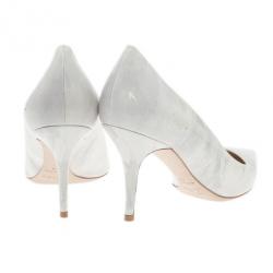 مملوكة مسبقًا Dior Grey Shaded Patent Calfskin Pointed Toe Pumps Size 40