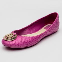 Pre Owned Christian Dior Pink Python Embossed Ballet Flats Size 39