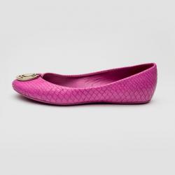 Pre Owned Christian Dior Pink Python Embossed Ballet Flats Size 39