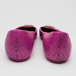 Pre Owned Christian Dior Pink Python Embossed Ballet Flats Size 39