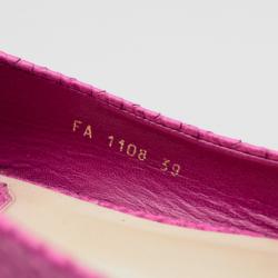 Pre Owned Christian Dior Pink Python Embossed Ballet Flats Size 39
