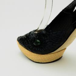 Pre Owned Christian Dior Black Floral Emroidered Peep Toe Sling Back Sandals Size 39.5