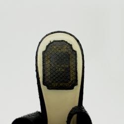 Pre Owned Christian Dior Black Floral Emroidered Peep Toe Sling Back Sandals Size 39.5