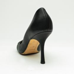 Pre Owned Christian Dior Black Leather Peep Toe Pumps Size 38